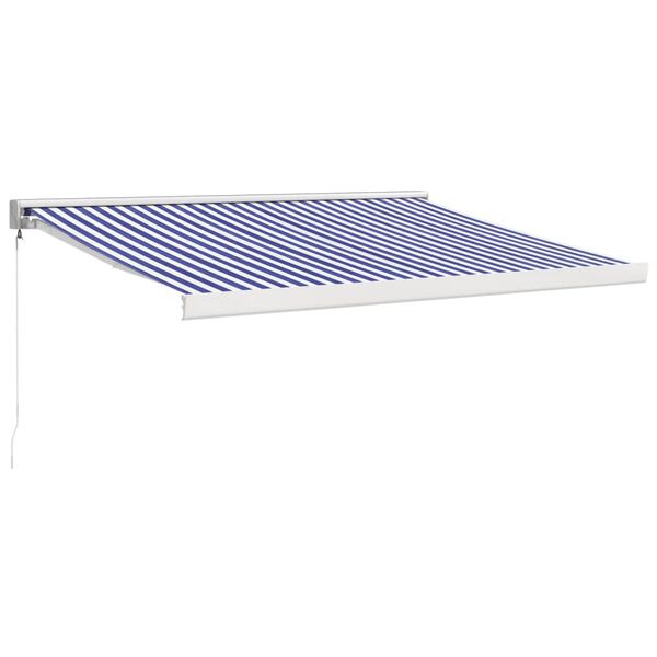 vidaXL Luifel uittrekbaar 3,5x2,5 m stof en aluminium blauw en wit