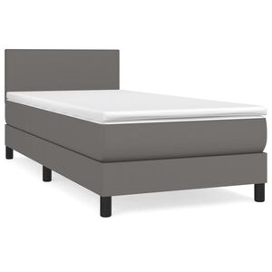 vidaXL Boxspring met matras kunstleer grijs 100x200 cm