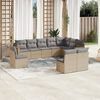 vidaXL 10-delige Loungeset met kussens poly rattan gemengd beige