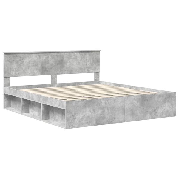 vidaXL Bedframe met hoofdeinde Beton 180 x 200 cm Massief grenenhout