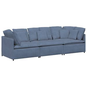 vidaXL Modulaire bank met kussens corduroy stof blauw