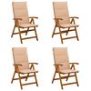 vidaXL Recliner Tuinstoelen 4 st Naturel Massief Acaciahout