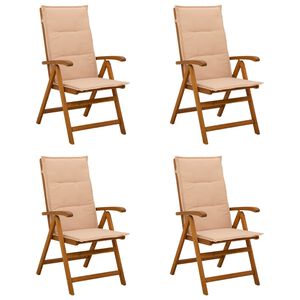 vidaXL Recliner Tuinstoelen 4 st Naturel Massief Acaciahout