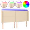vidaXL Hoofdbord LED 183x16x118/128 cm stof cr&egrave;mekleurig