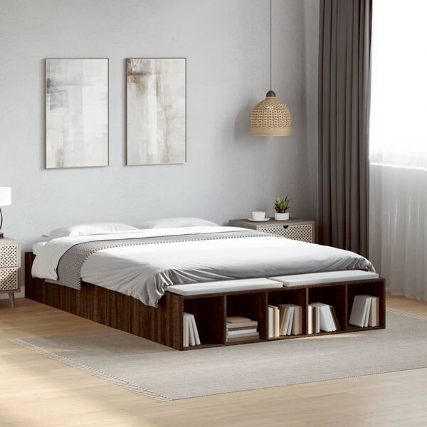 vidaXL Bedframe bewerkt hout bruin eikenkleur 120x190 cm