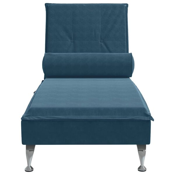 vidaXL Massage chaise longue met bolster fluweel blauw