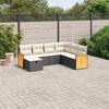 vidaXL 7-delige Loungeset met kussens poly rattan zwart