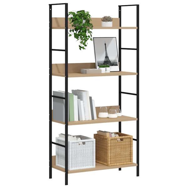 vidaXL Boekenkast 4 schappen 60x27,6x124,5 cm bewerkt hout eikenkleur