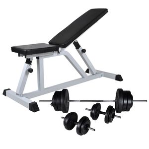 vidaXL Trainingsbank met halterset 60,5 kg