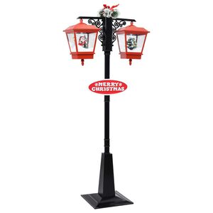 vidaXL Straatlantaarn met kerstman 81x40x188 cm PVC zwart en rood