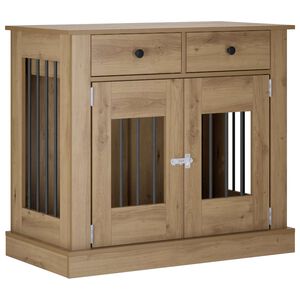 vidaXL Hond Bench Meubel Artisanaal eiken 90 x 47,5 x 80 cm
