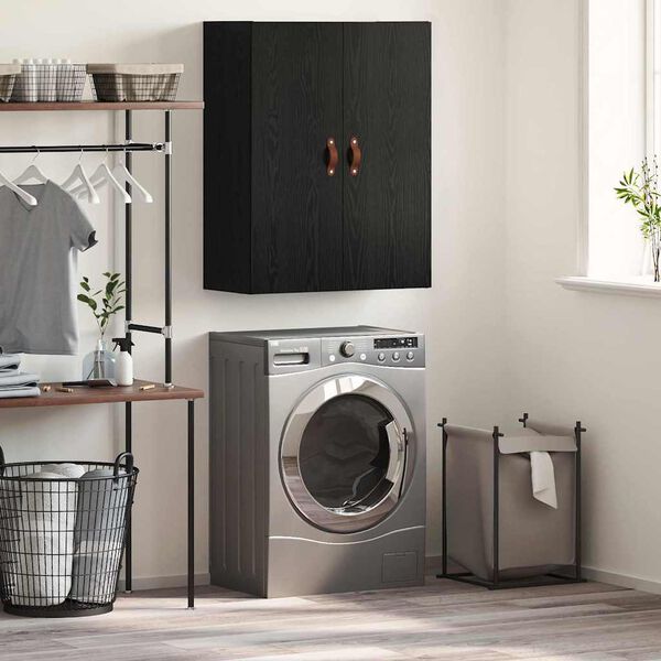 vidaXL Wandkast Zwart Eiken 69,5 x 34 x 90 cm Bewerkt hout