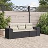 vidaXL 3-delige Loungeset met kussens poly rattan zwart