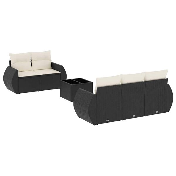 vidaXL 6-delige Loungeset met kussens poly rattan zwart
