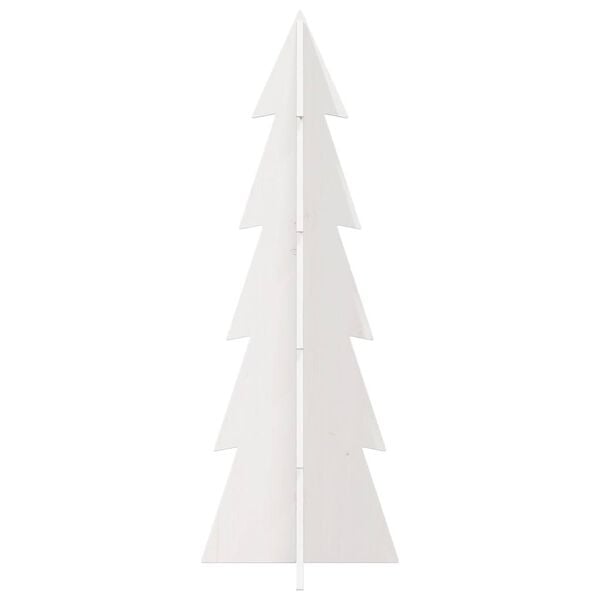 vidaXL Kerstdecoratie kerstboom 112 cm massief grenenhout wit