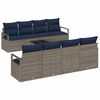 vidaXL Bankstel met kussen 7 pcs Grijs en Blauw poly rattan
