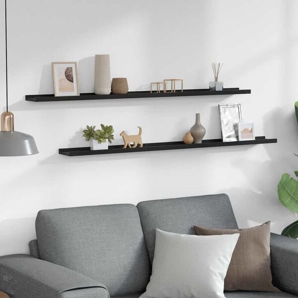 vidaXL Wandschappen 2 st 115x9x3 cm zwart