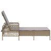 vidaXL Ligbed met kussen 1-persoon Beige 157 x 55 x 92cm poly rattan