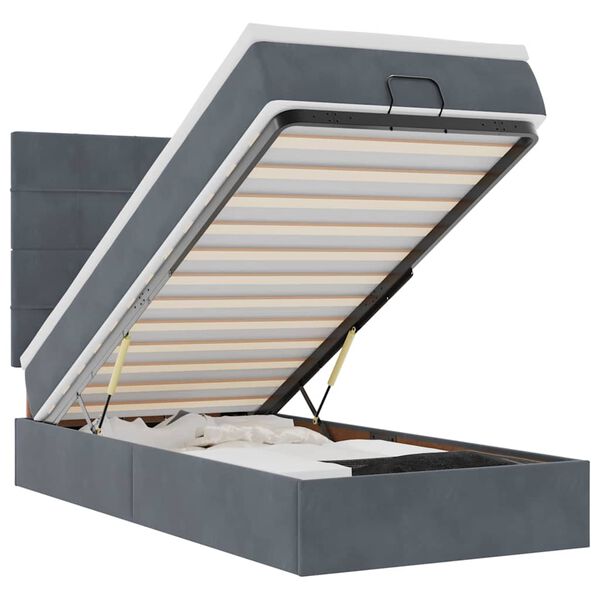 vidaXL Ottoman bed met matrassen en LED's 100x200cm fluweel