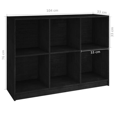vidaXL Boekenkast 104x33x76 cm massief grenenhout zwart