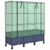 vidaXL Tuinplantenbak met Kasbedekking en Wielen 3 st Blauw Grijs PP