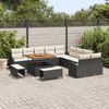 vidaXL Tuin Sofa Set met kussen 13 pcs Zwart Poly riet