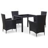 vidaXL 5-delige Tuinset poly rattan zwart