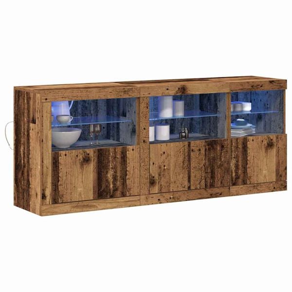 vidaXL LED Sideboard Oudhout 162 x 37 x 67 cm Bewerkt hout