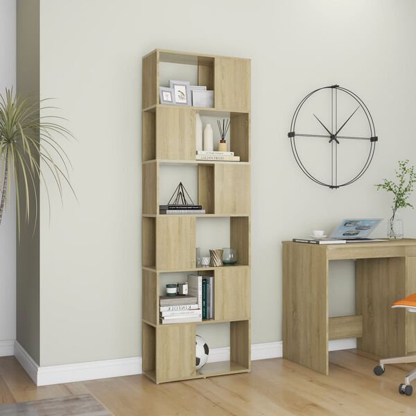 vidaXL Boekenkast/kamerscherm 60x24x186 cm bewerkt hout sonoma eiken