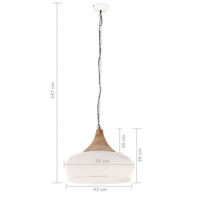 vidaXL Hanglamp industrieel E27 45 cm ijzer en massief hout wit