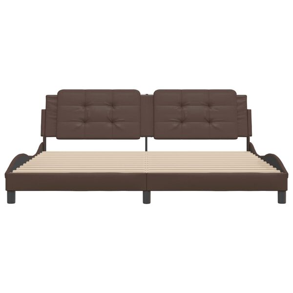 vidaXL Bedframe zonder matras "Zadar" kunstleer bruin 200x200 cm