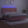 vidaXL Boxspring met matras en LED fluweel roze 180x200 cm