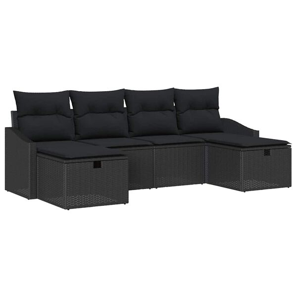 vidaXL Tuin Sofa Set met kussen met opslag 6 pcs poly rattan