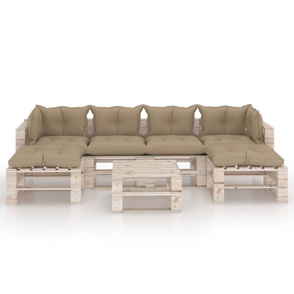 vidaXL 7-delige Loungeset pallet met kussens ge&iuml;mpregneerd grenenhout