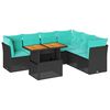 vidaXL 7-delige Loungeset met kussens poly rattan zwart