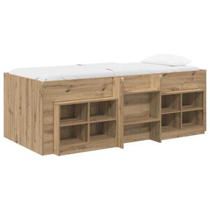 vidaXL Loft Bed Frame met Kast 3 st Artisanaal eiken Bewerkt hout