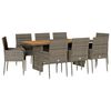 vidaXL 9-delige Tuinset met kussens poly rattan grijs