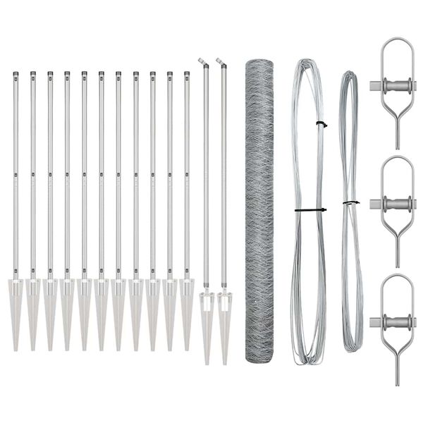 vidaXL Afrasteringspaal Zilver 25 x 1,6 m (36 mm gaas) Staal