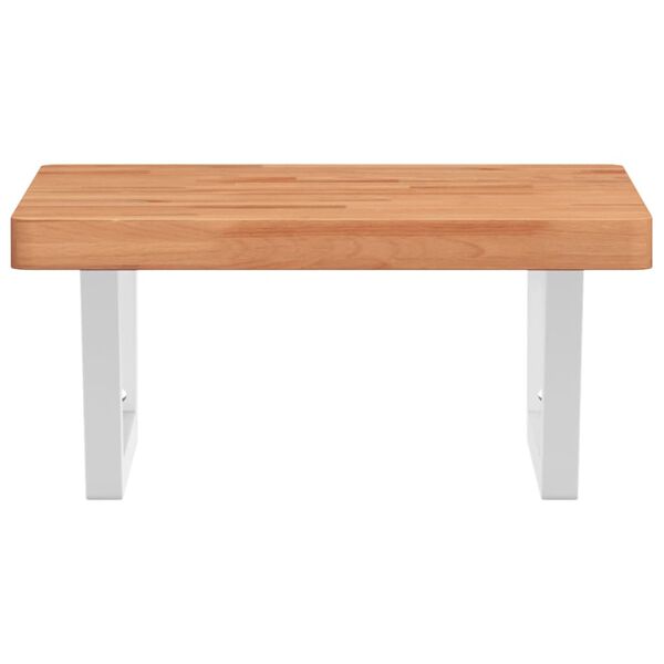 vidaXL Badkamer wandschap staal en massief beukenhout