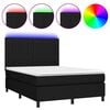 vidaXL Boxspring met matras en LED stof zwart 140x190 cm