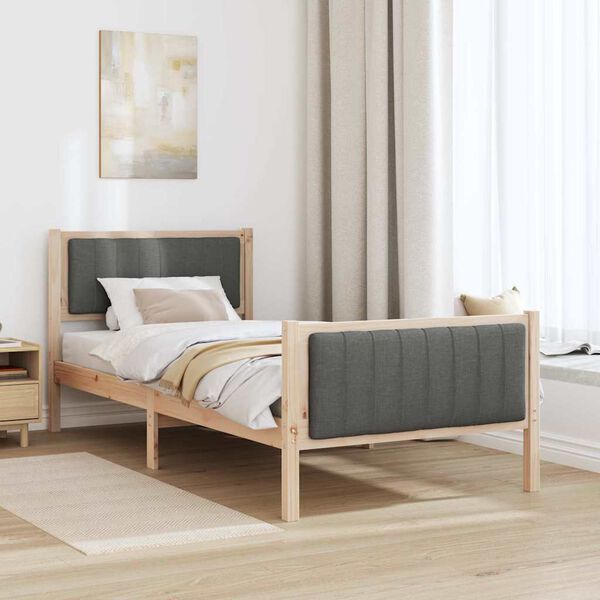 vidaXL Bedframe Bruin en donkergrijs 90 x 190 cm Massief grenenhout