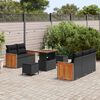 vidaXL Tuinbankenset 8 pcs Zwart Poly Riet en Poedercoated Staal