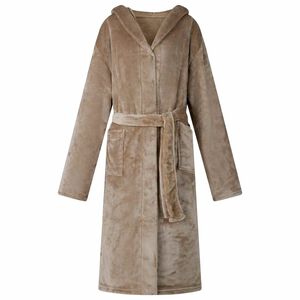 vidaXL Badjas Hoodie Camel S Flanel