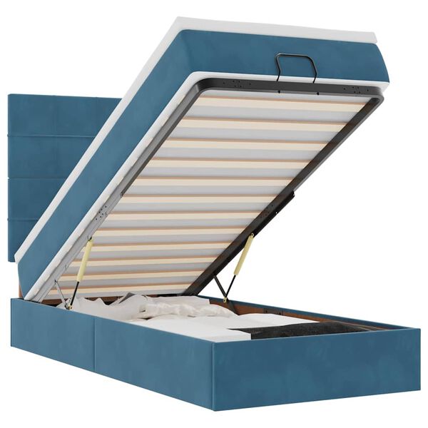 vidaXL Ottoman bed met matrassen en LED's 90x200cm fluweel donkerblauw