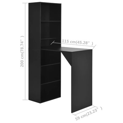 vidaXL Bartafel met kast 115x59x200 cm zwart
