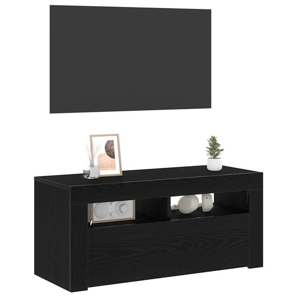 vidaXL TV-kast Zwart Eiken 90 x 35 x 40 cm Bewerkt hout