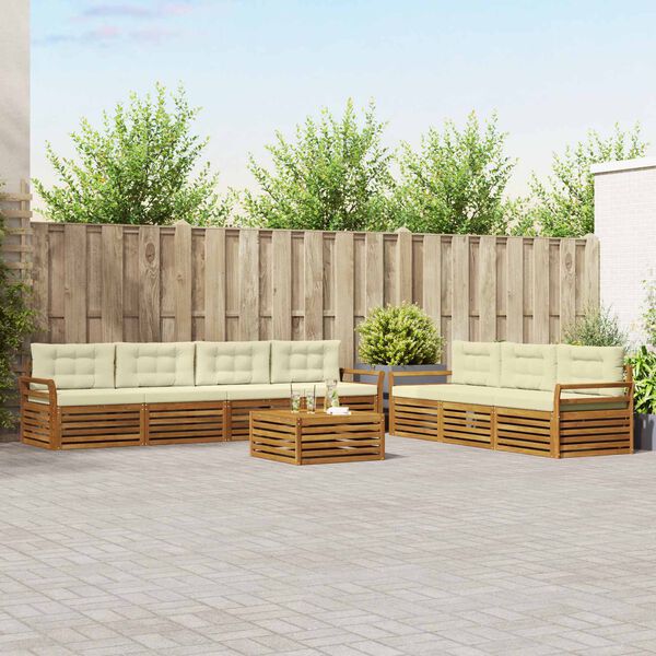 vidaXL Buiten bankenset met kussen 8 pcs Natuurlijk en Cr&egrave;me