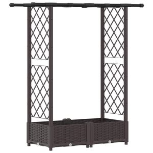 vidaXL Verhoogd Bed met Trellis en Dak Bruin 122,5 x 40 x 123 cm PP