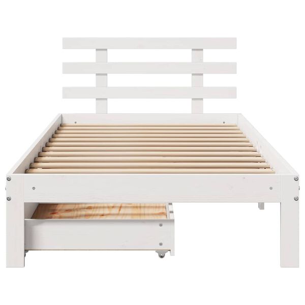 vidaXL Bedframe met lades massief grenenhout wit 90x190 cm