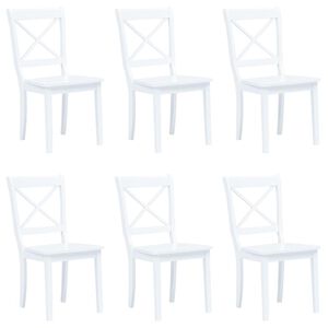 vidaXL Eetkamerstoelen 6 st massief rubberwood wit